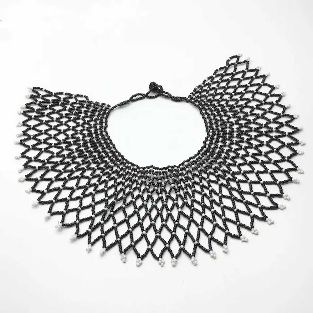 Black & White Hand Beaded Collar - image 3