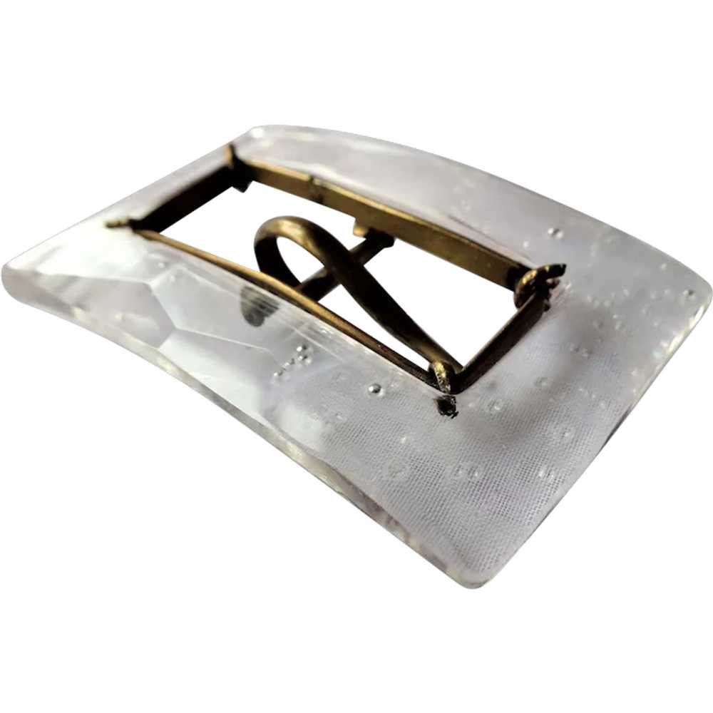LOVELY Art Deco GLASS Dress Buckle,Curved Cut Gla… - image 1
