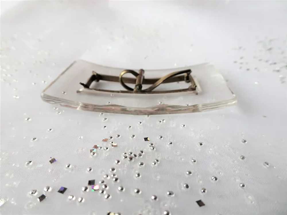 LOVELY Art Deco GLASS Dress Buckle,Curved Cut Gla… - image 3