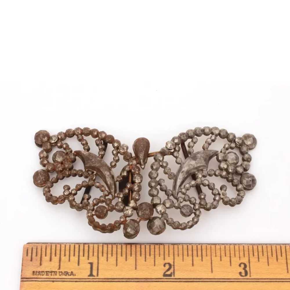 Antique Cut Steel Sash Buckle, 2 Piece Faceted St… - image 5