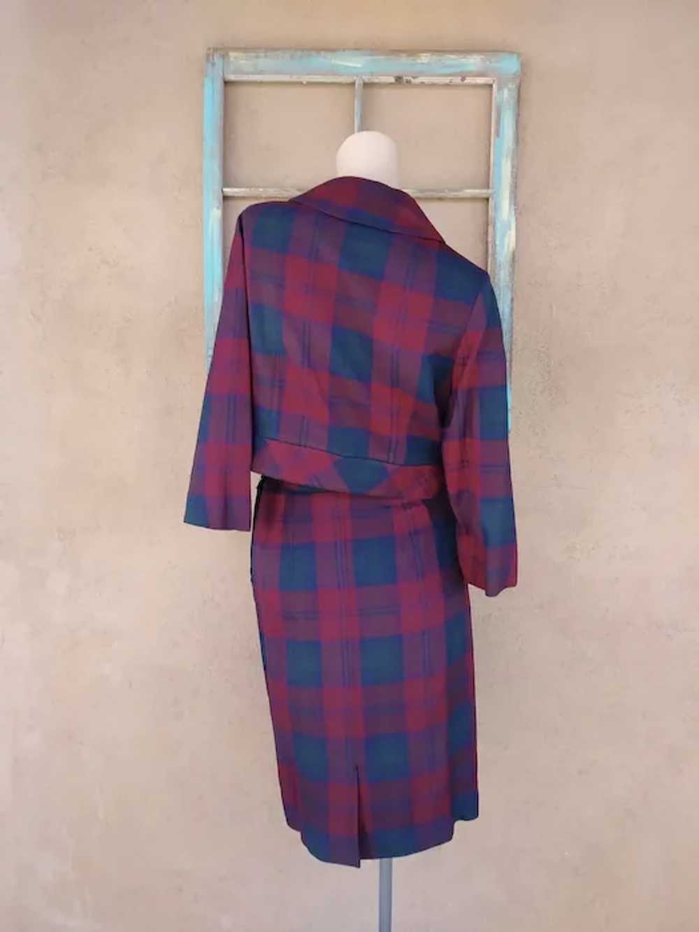 1960s Shadow Plaid Wool Suit Sz S W24 - image 5