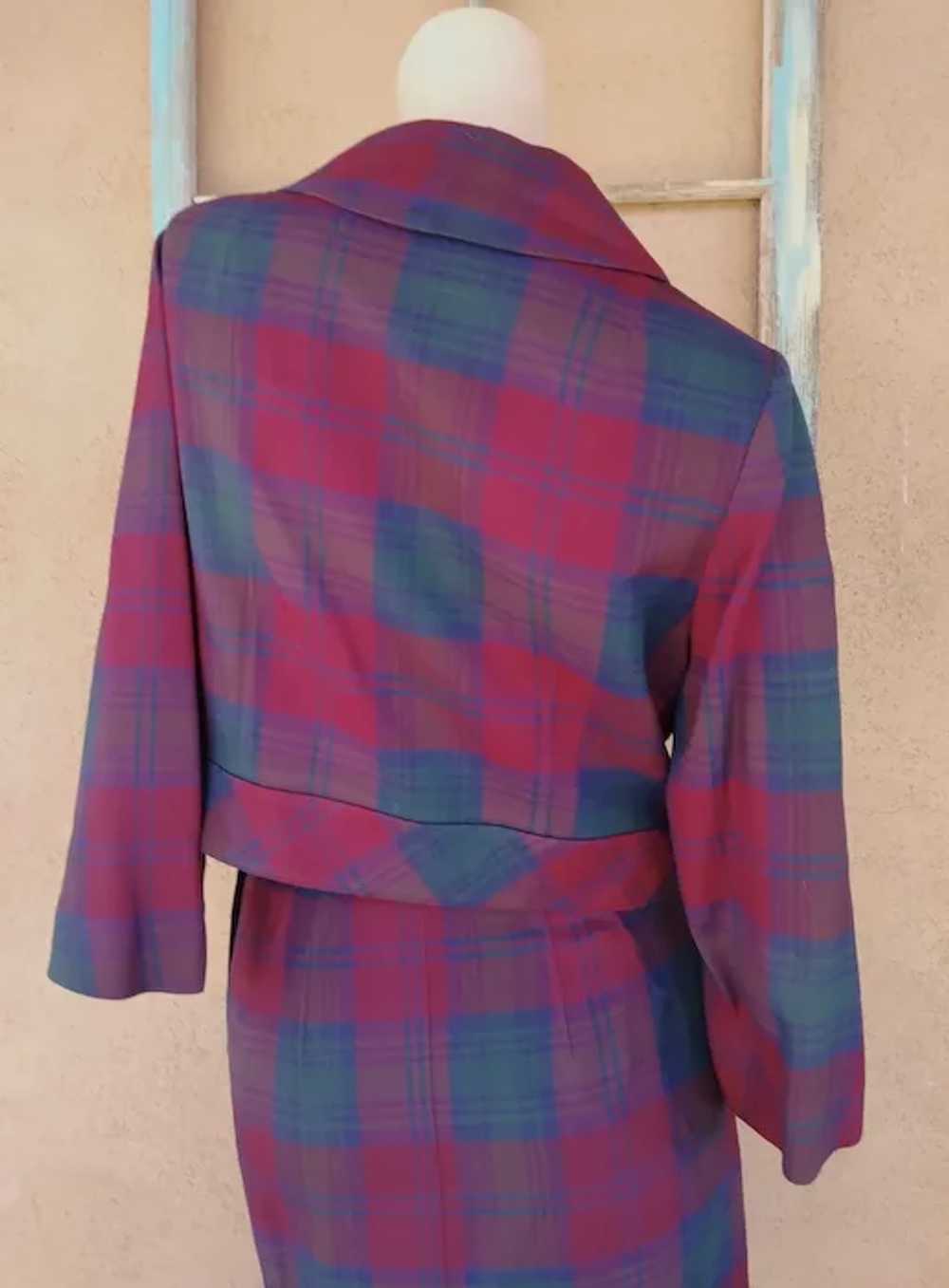1960s Shadow Plaid Wool Suit Sz S W24 - image 6