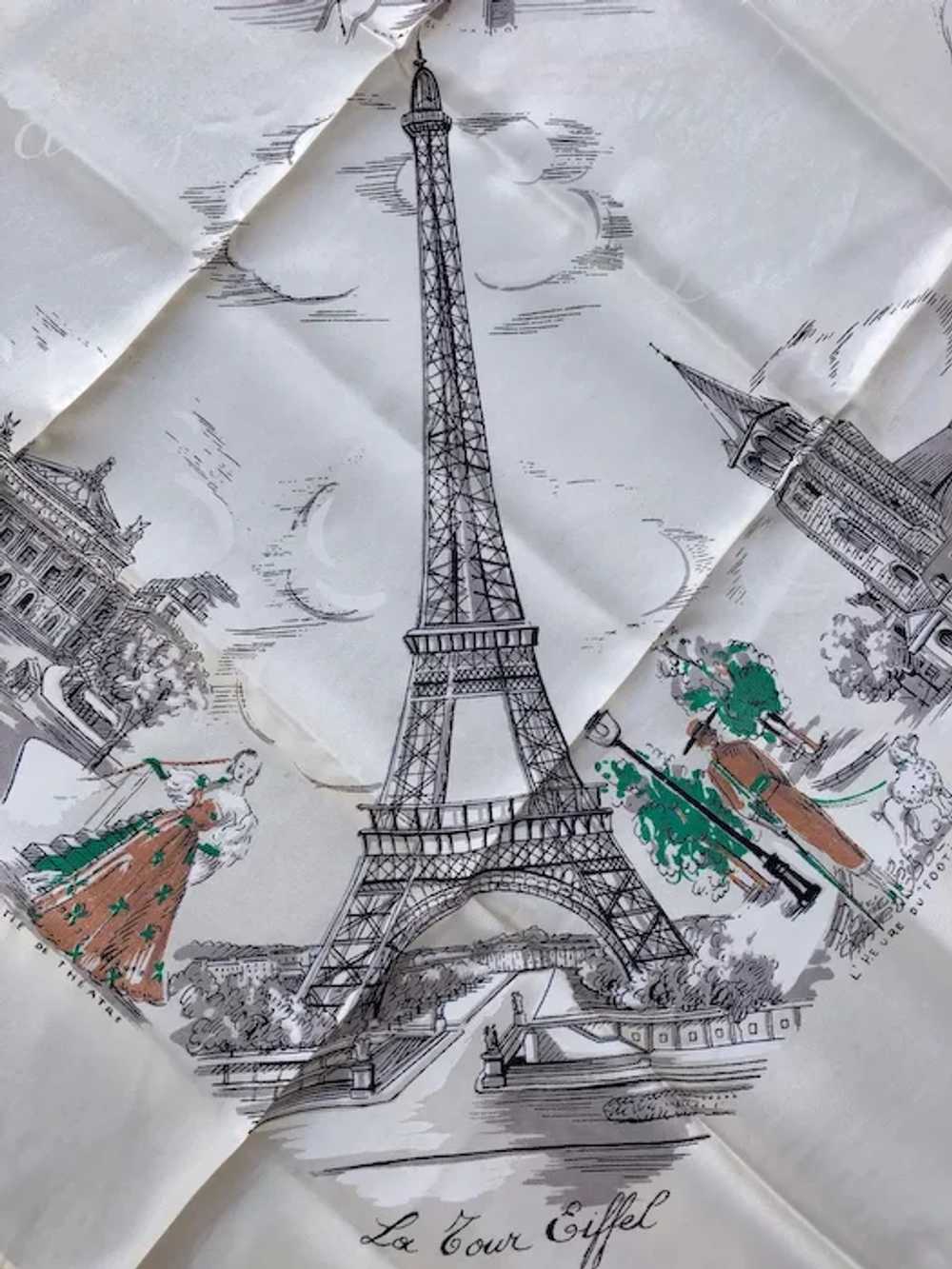 1940s Paris Souvenir Scarf Silk Rayon - image 4