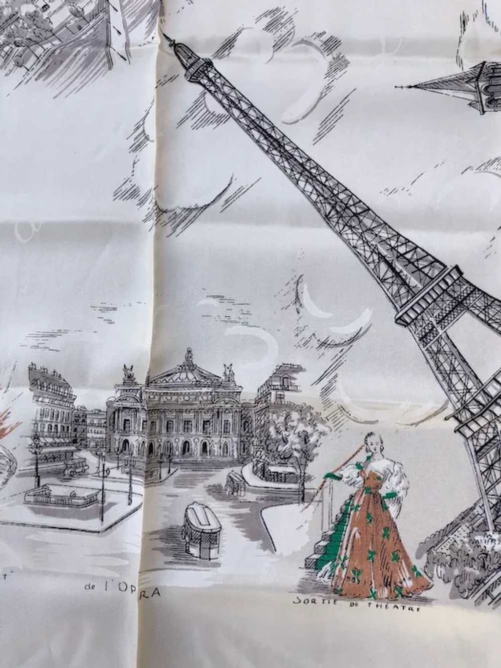 1940s Paris Souvenir Scarf Silk Rayon - image 5