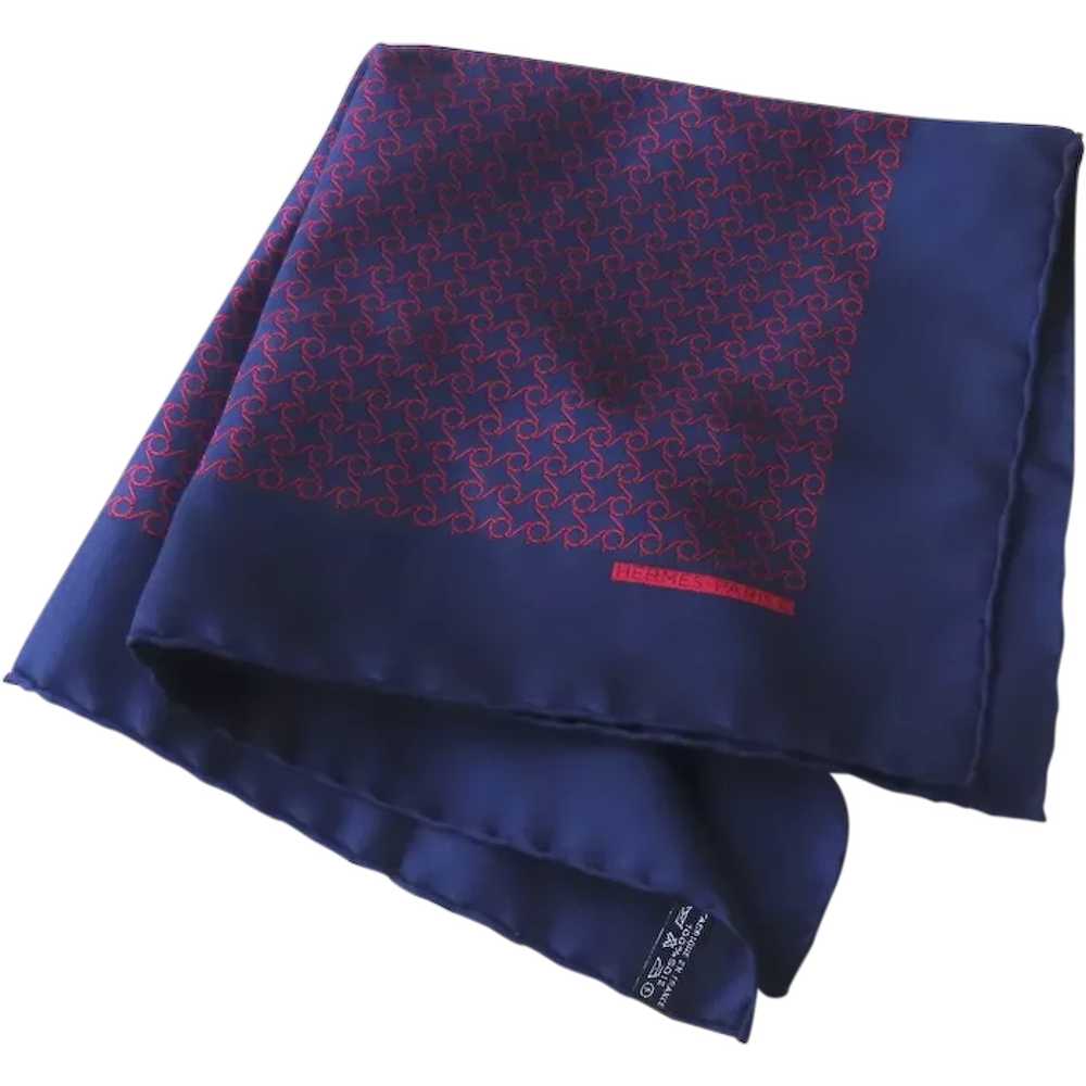 Hermes Men's Pochette Pocket Square  Jacquard Sil… - image 1