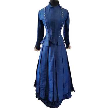 Stunning Lady’s Indigo Blue Silk Faille Victorian… - image 1