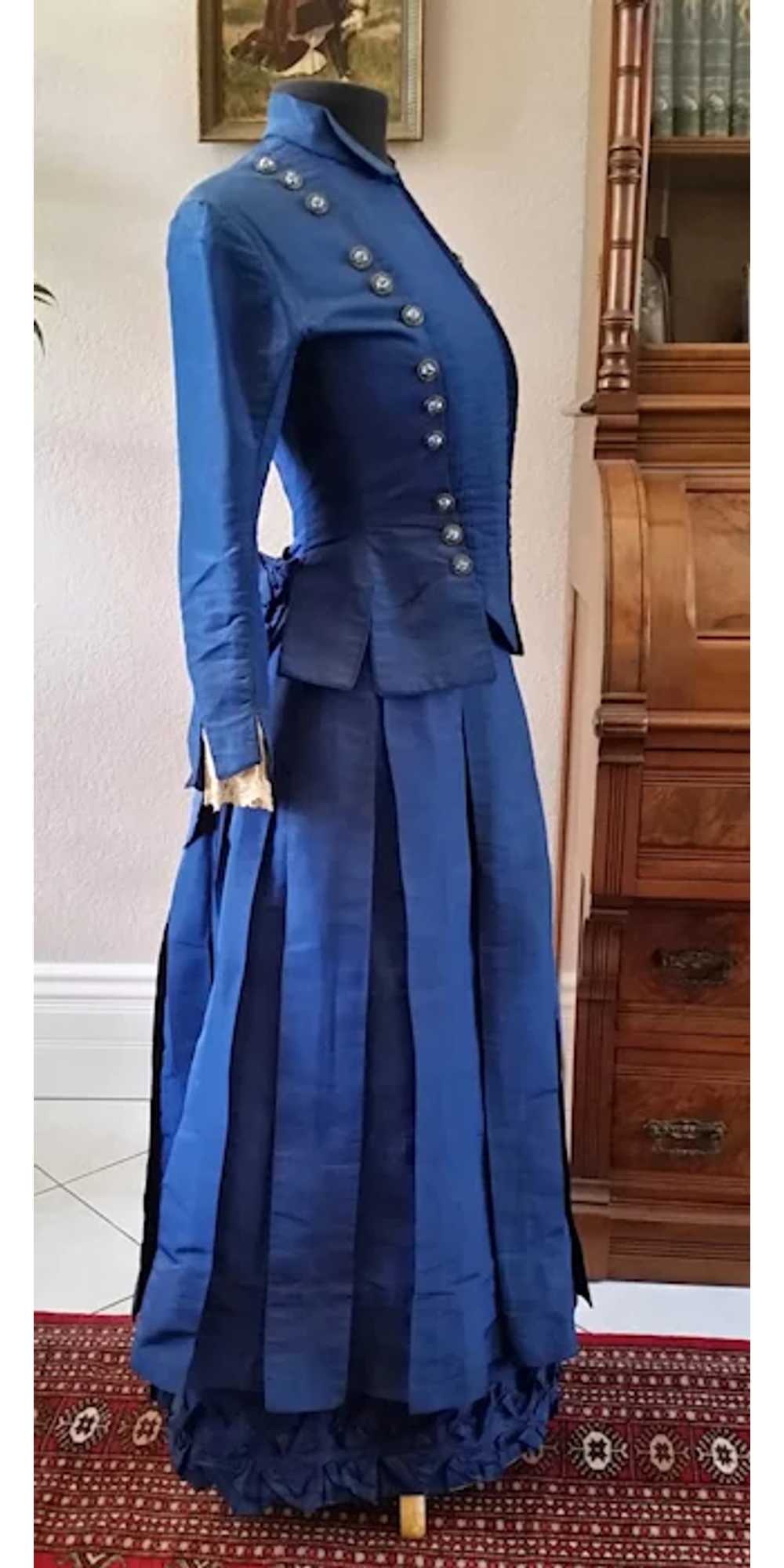 Stunning Lady’s Indigo Blue Silk Faille Victorian… - image 2