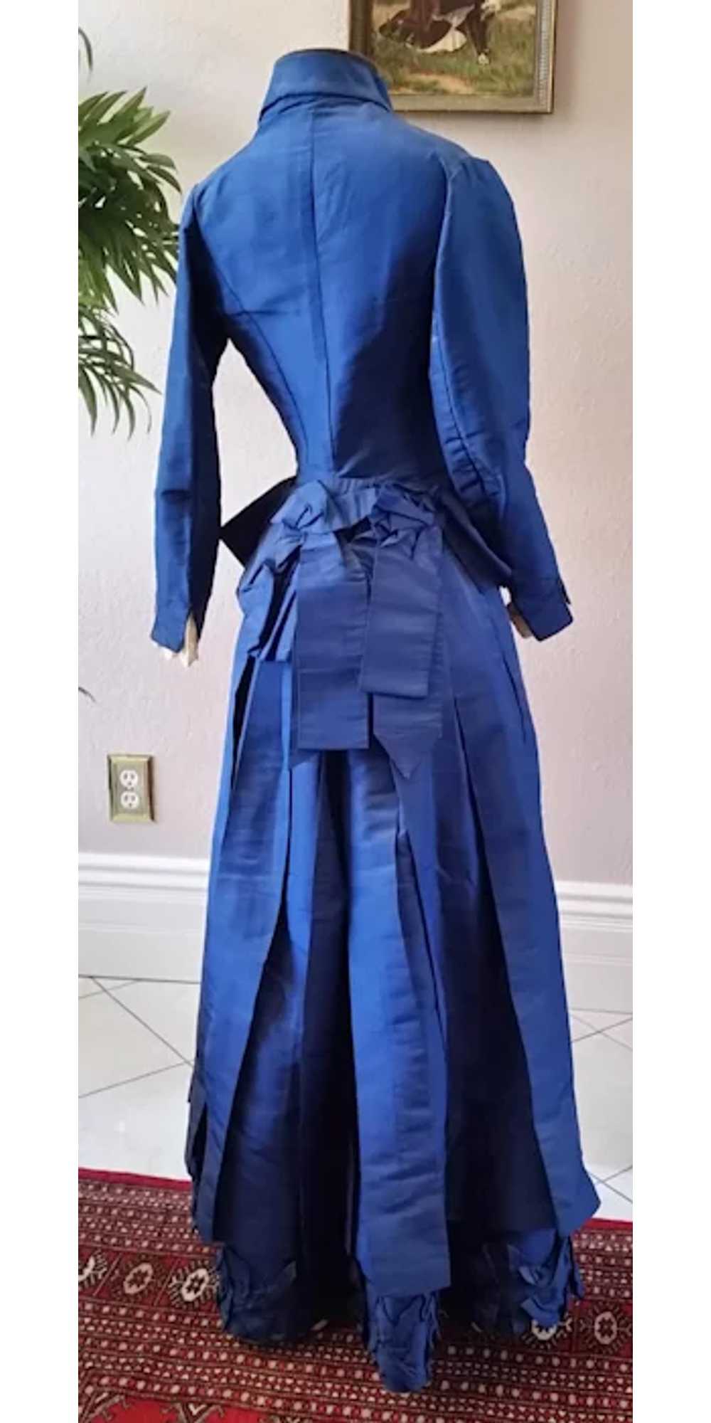 Stunning Lady’s Indigo Blue Silk Faille Victorian… - image 3