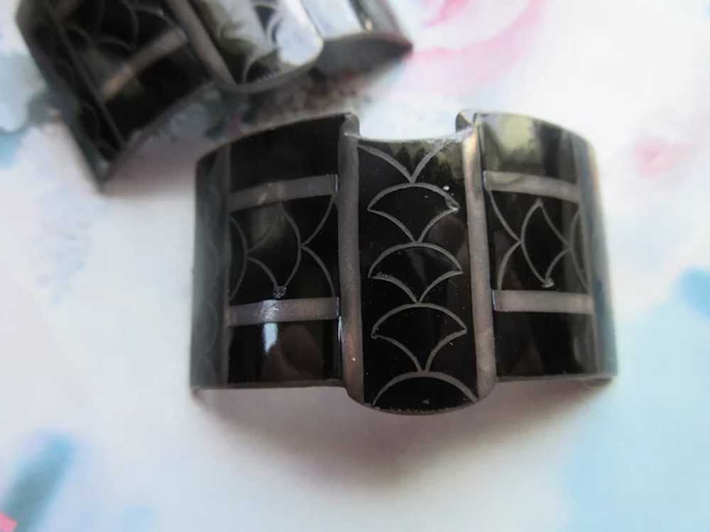 Antique Enameled Silver Buckles French - image 7