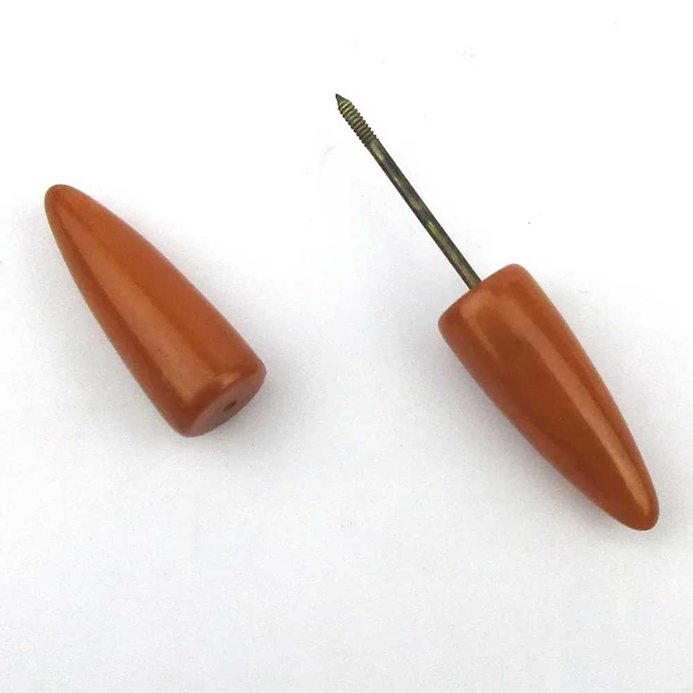 Art Deco Bakelite Butterscotch Hatpin Jabot Cone … - image 2