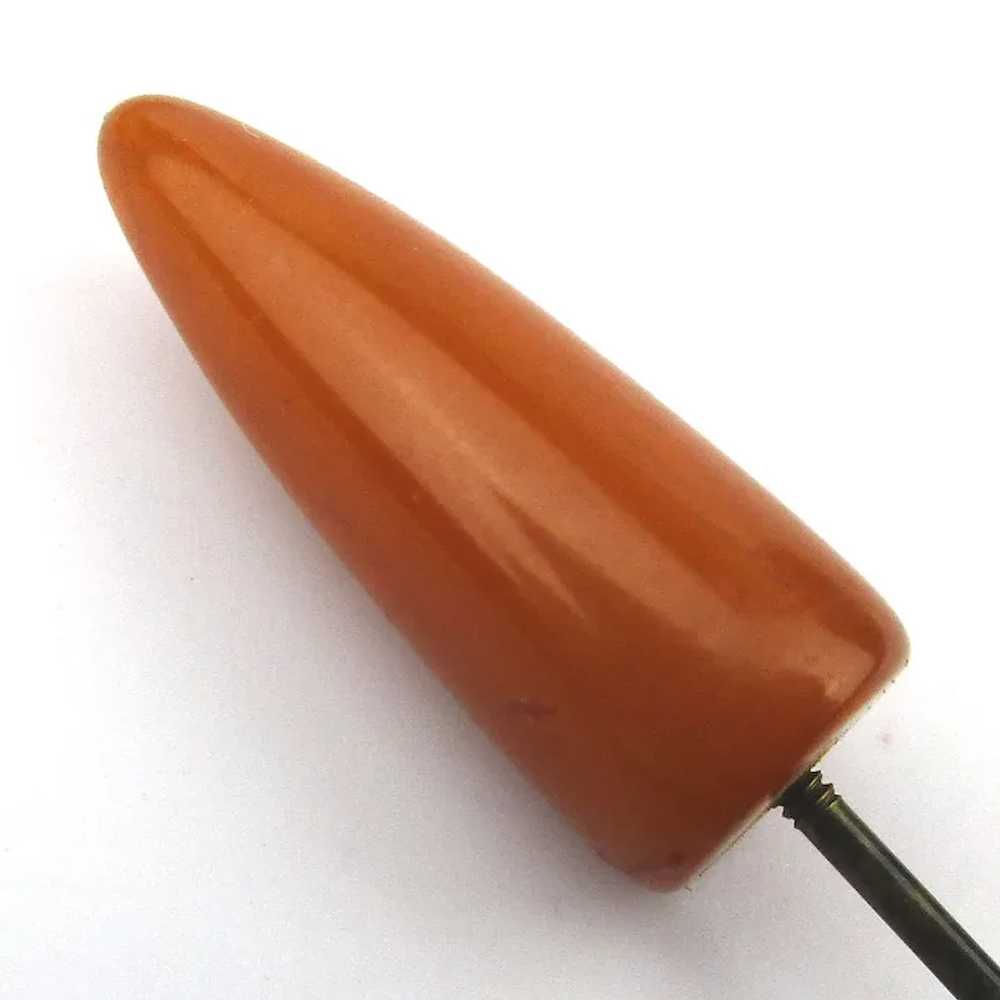 Art Deco Bakelite Butterscotch Hatpin Jabot Cone … - image 3