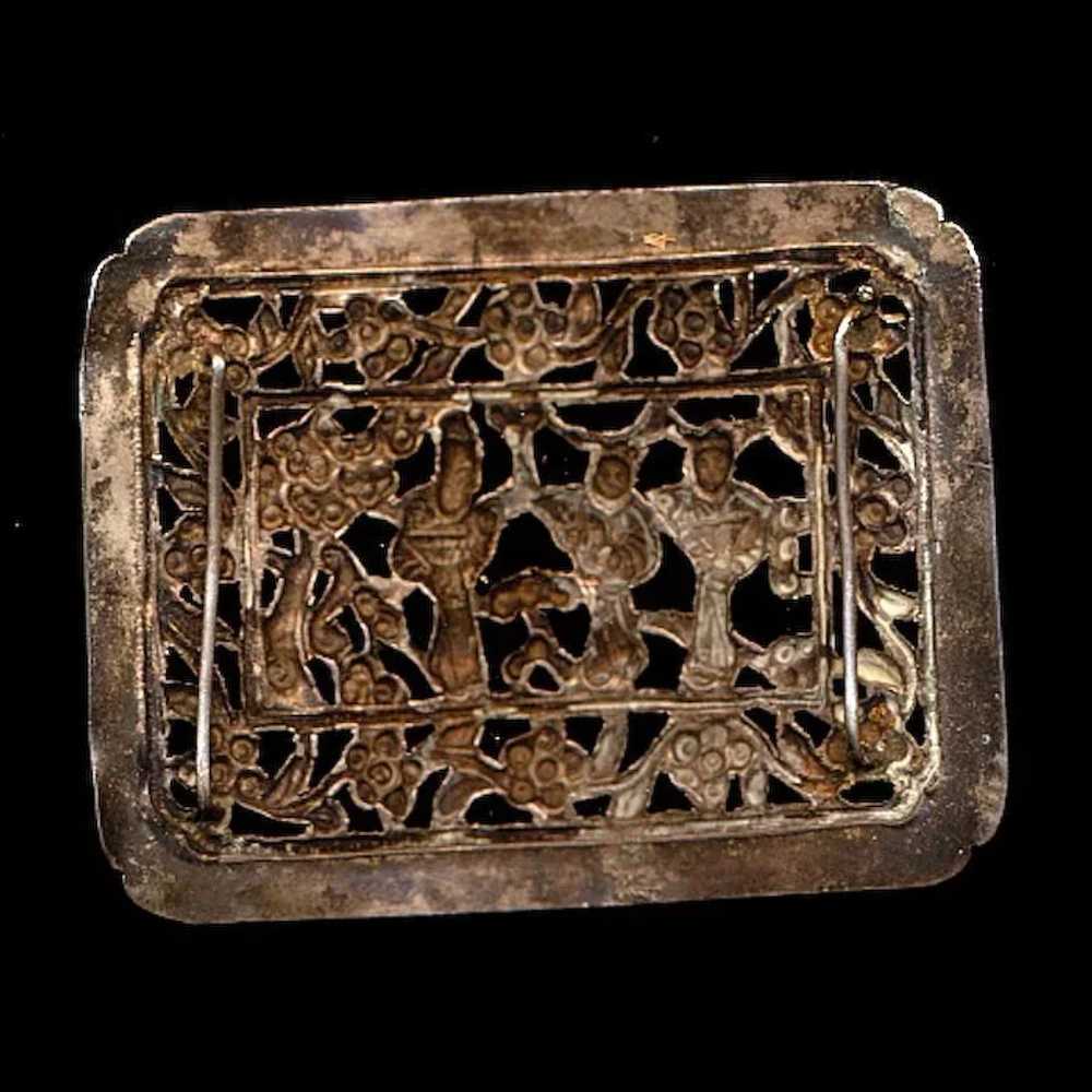 Antique Chinese Silver Buckle Amulet Adornment Qi… - image 2
