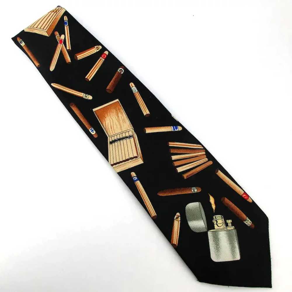 Vintage Signed Handmade Neck Tie Cigar Smoking Li… - image 3