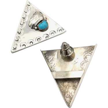 Southwestern Turquoise Collar Tips - Sterling Silv