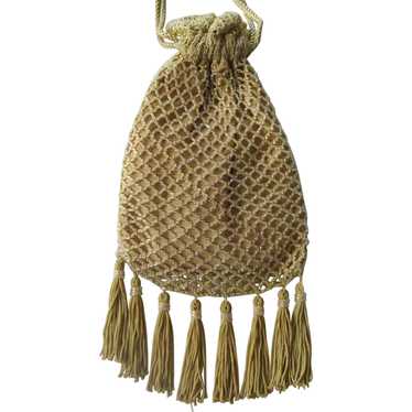 Vintage Hand Crocheted & Beaded Handbag - image 1
