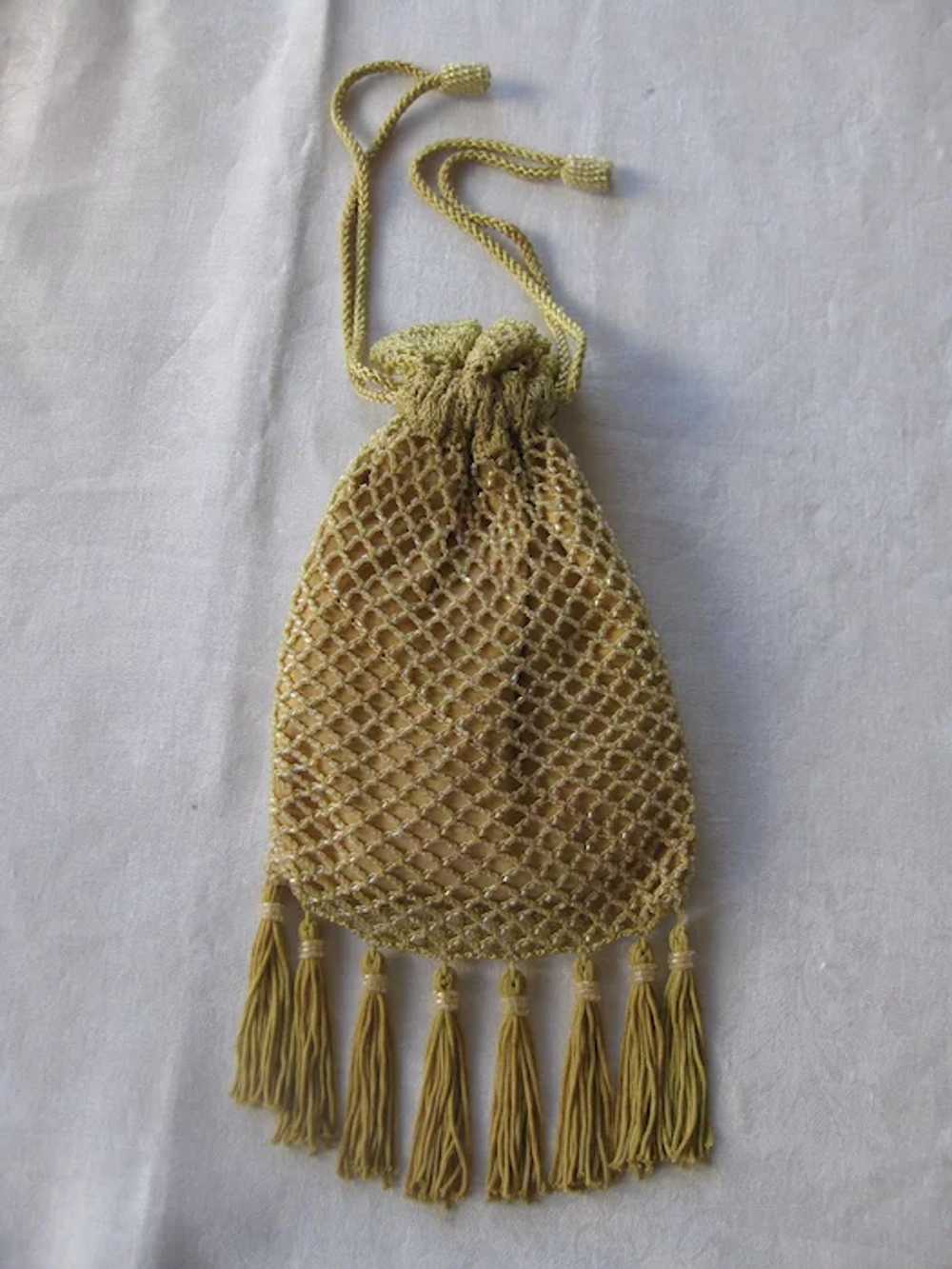 Vintage Hand Crocheted & Beaded Handbag - image 2