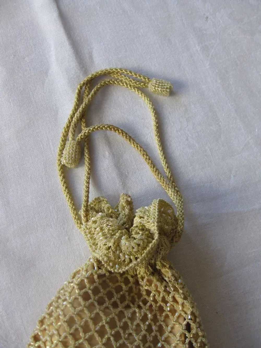 Vintage Hand Crocheted & Beaded Handbag - image 4
