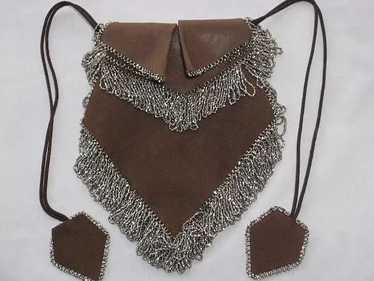 Gorgeous 1920’s Brown Leather & Suede Purse with … - image 1