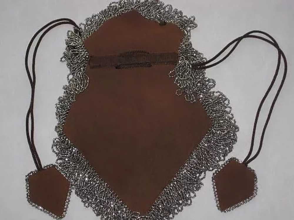 Gorgeous 1920’s Brown Leather & Suede Purse with … - image 6