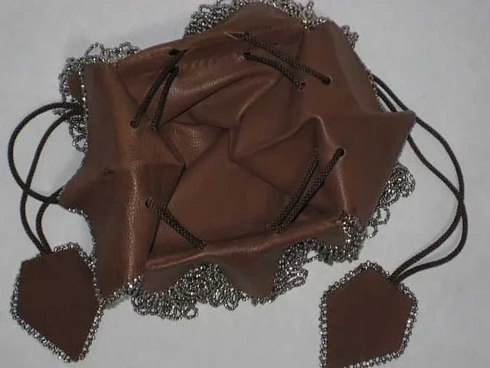 Gorgeous 1920’s Brown Leather & Suede Purse with … - image 7