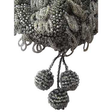 1920's Glass Hand Beaded Purse with 3 Beaded Dang… - image 1