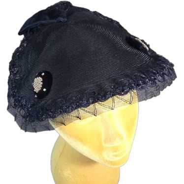Definitive 1950's Vintage Navy Blue Crownless Hat