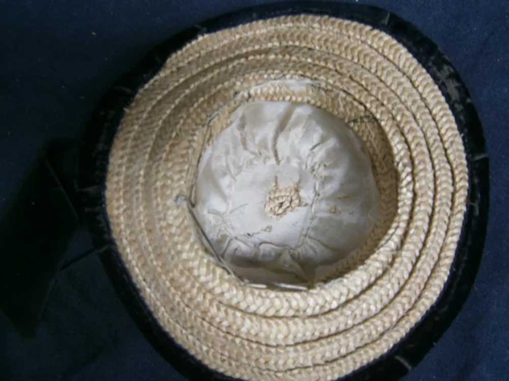 Lovely french straw hat featuring black silk velv… - image 6