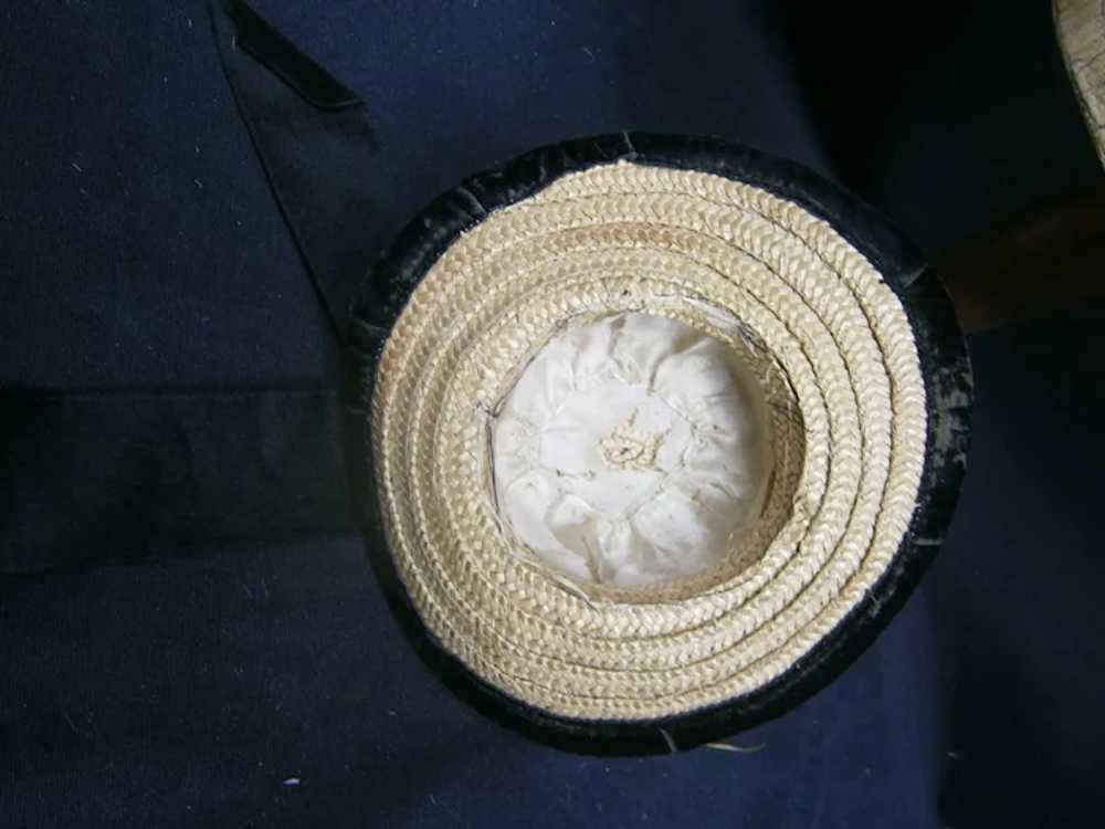 Lovely french straw hat featuring black silk velv… - image 7