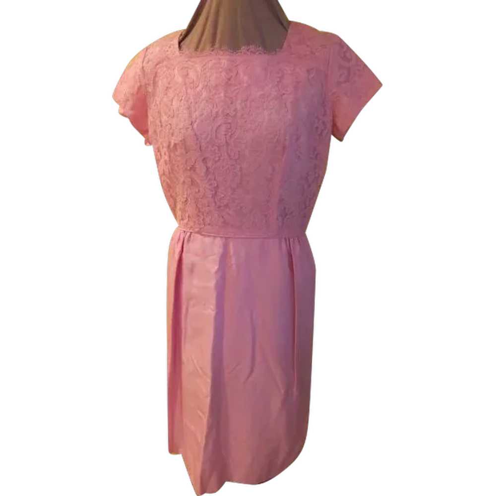 Pink Lace Bodice Dress - image 1