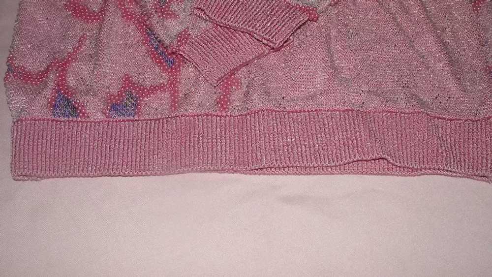 Pink and Purple on Pink 80's Beaded Sweater - b160 - image 7