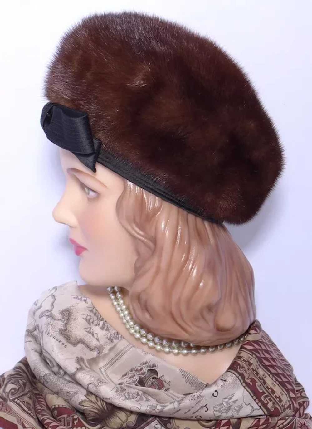 Vintage 1960s Adolfo II Mink Fur Pillbox Hat - image 2