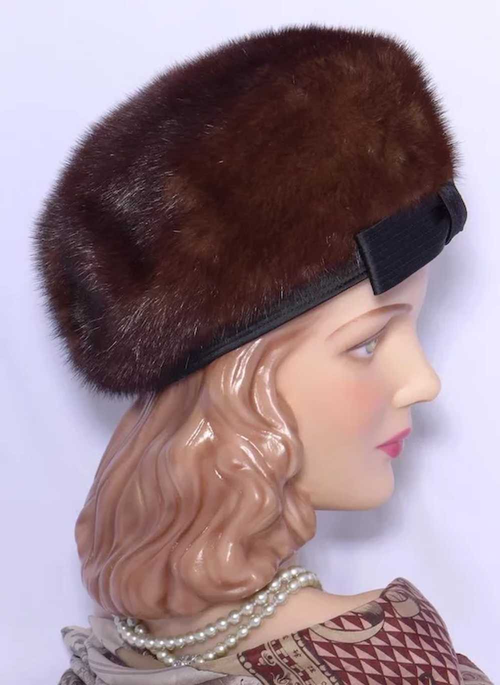 Vintage 1960s Adolfo II Mink Fur Pillbox Hat - image 4