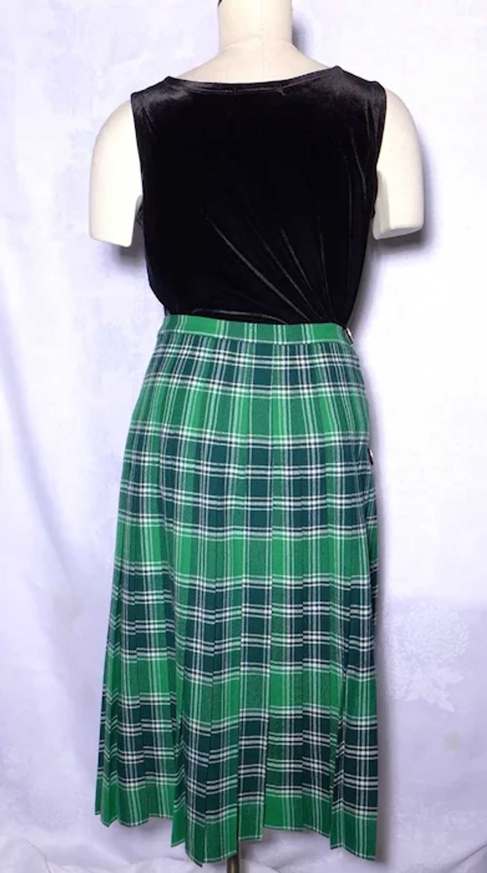 1980s Kinloch Anderson Wool Kilt Skirt Green Plai… - image 10