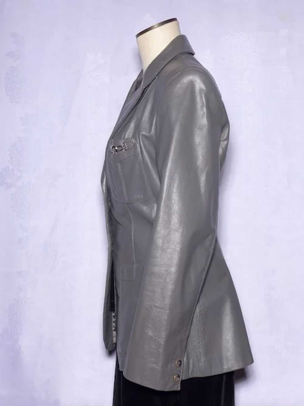 Vintage 1970s-1980s Etienne Aigner Gray Leather L… - image 2