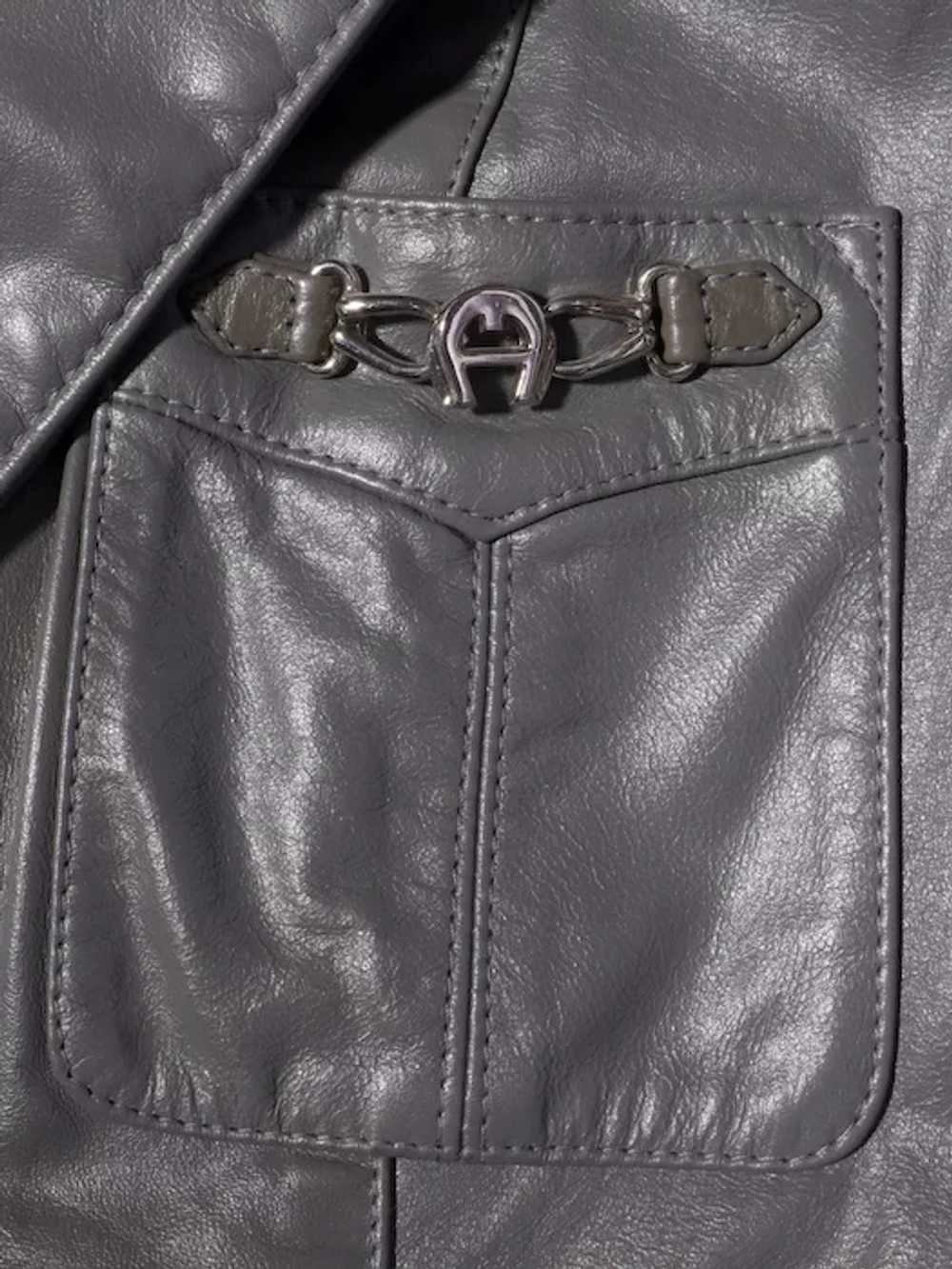 Vintage 1970s-1980s Etienne Aigner Gray Leather L… - image 8
