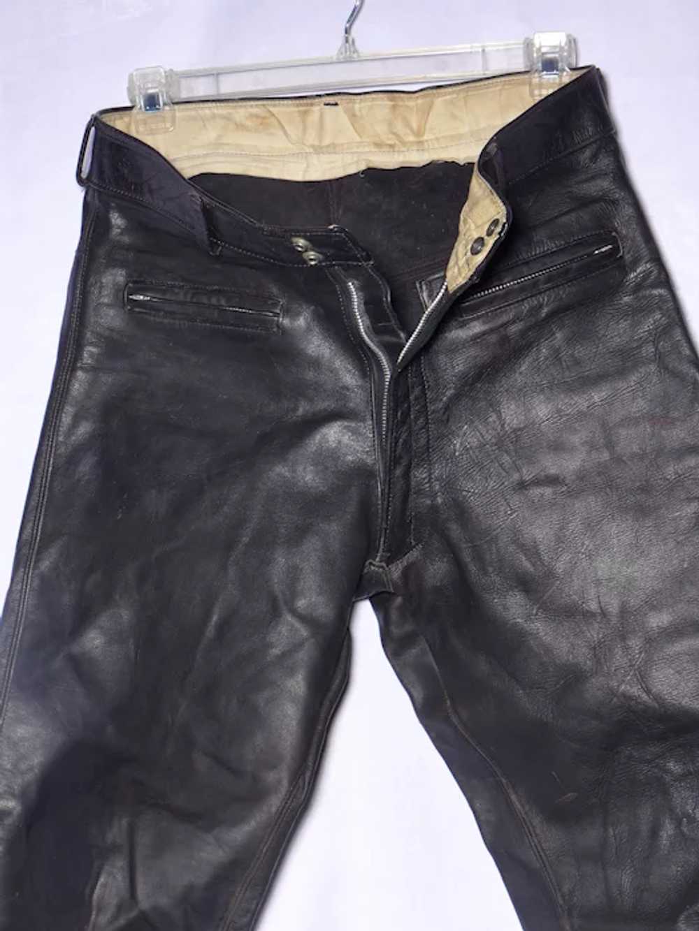 Vintage 1950s Beck Motorcycle Biker Pants Black H… - image 6