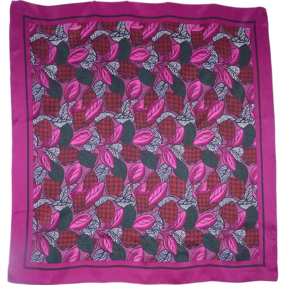 Christian Dior Silk Scarf Interesting Leaf Print … - image 1