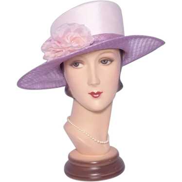 Plaza Suite Diagonal Crown Wide Brim Hat Pink Rose
