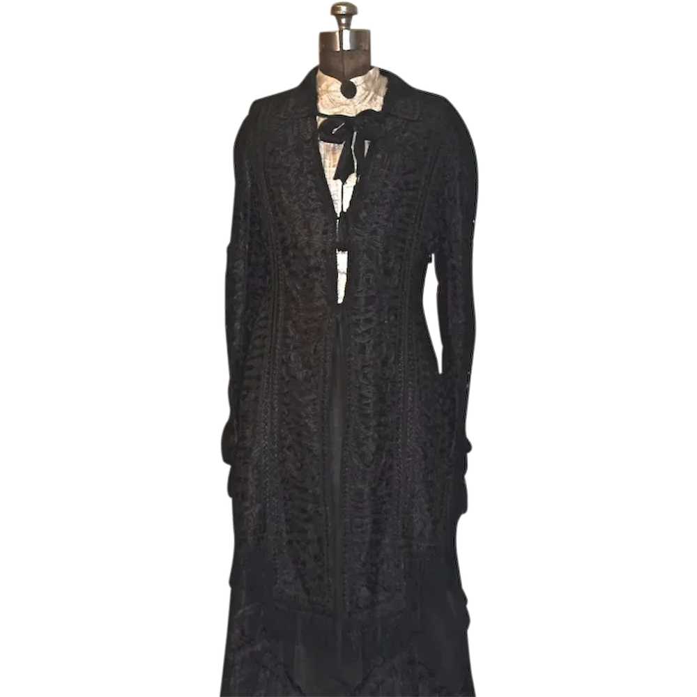 Victorian Silk Mourning Dress - 2-pc. Black Silk … - image 1