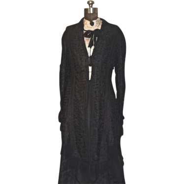 Victorian Silk Mourning Dress - 2-pc. Black Silk … - image 1