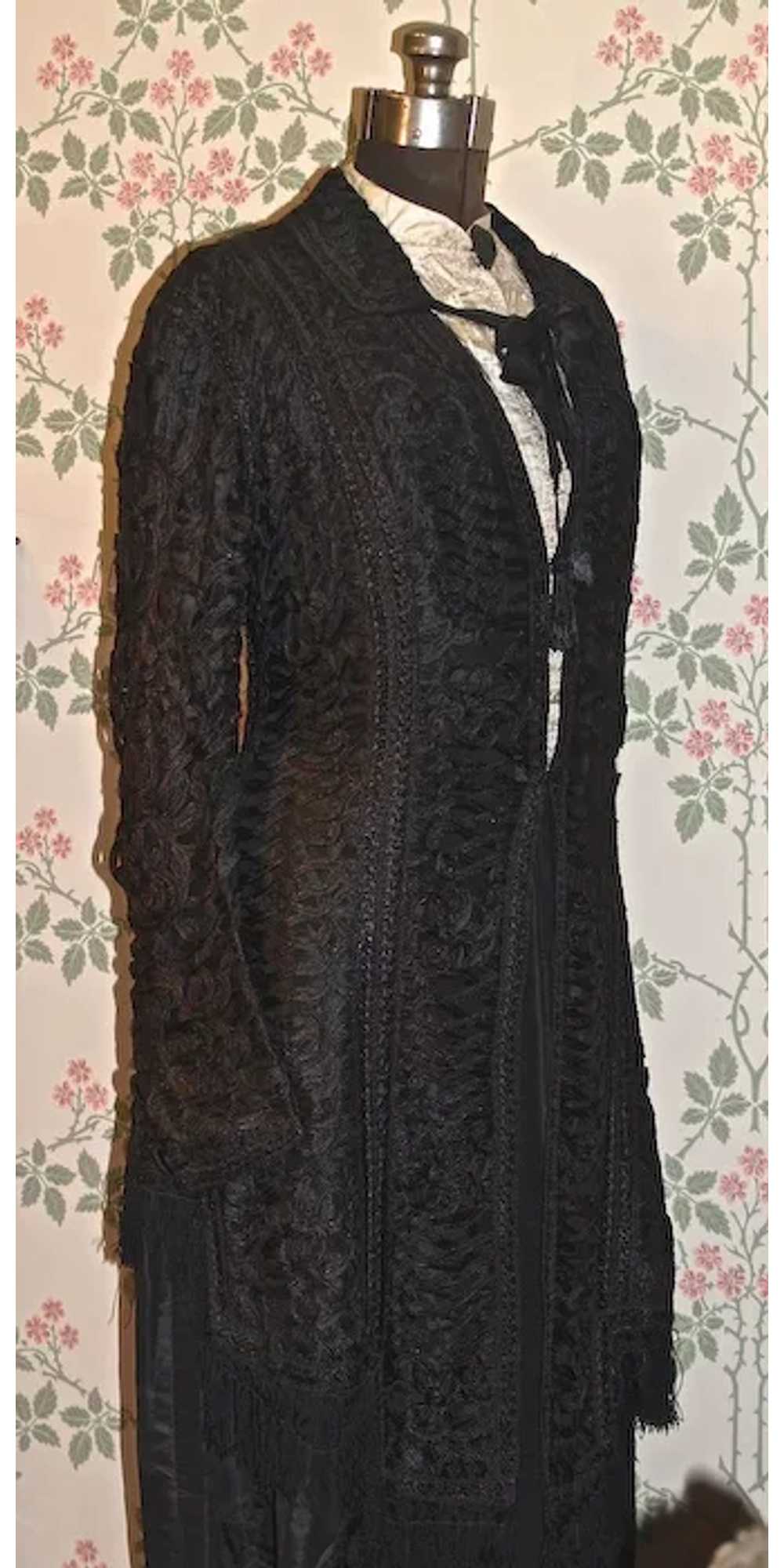 Victorian Silk Mourning Dress - 2-pc. Black Silk … - image 2