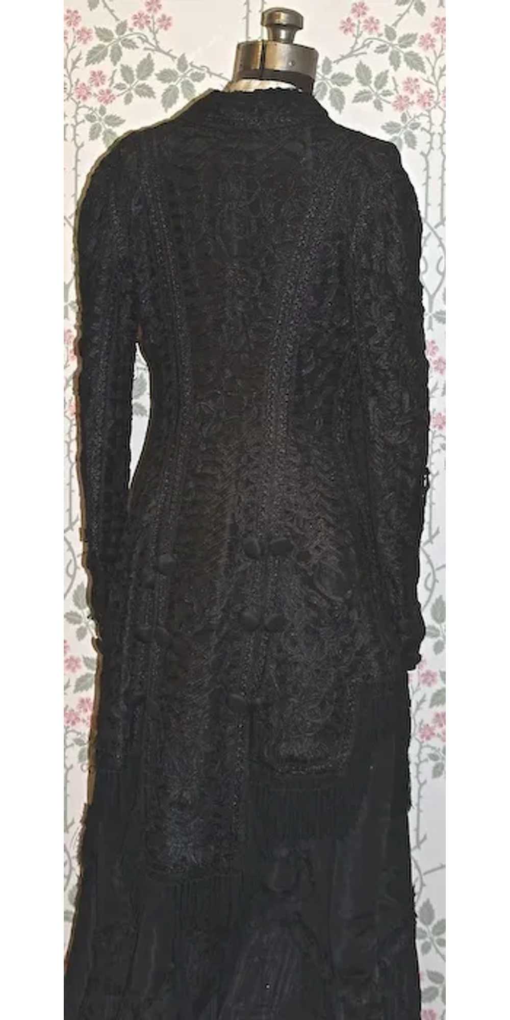 Victorian Silk Mourning Dress - 2-pc. Black Silk … - image 3