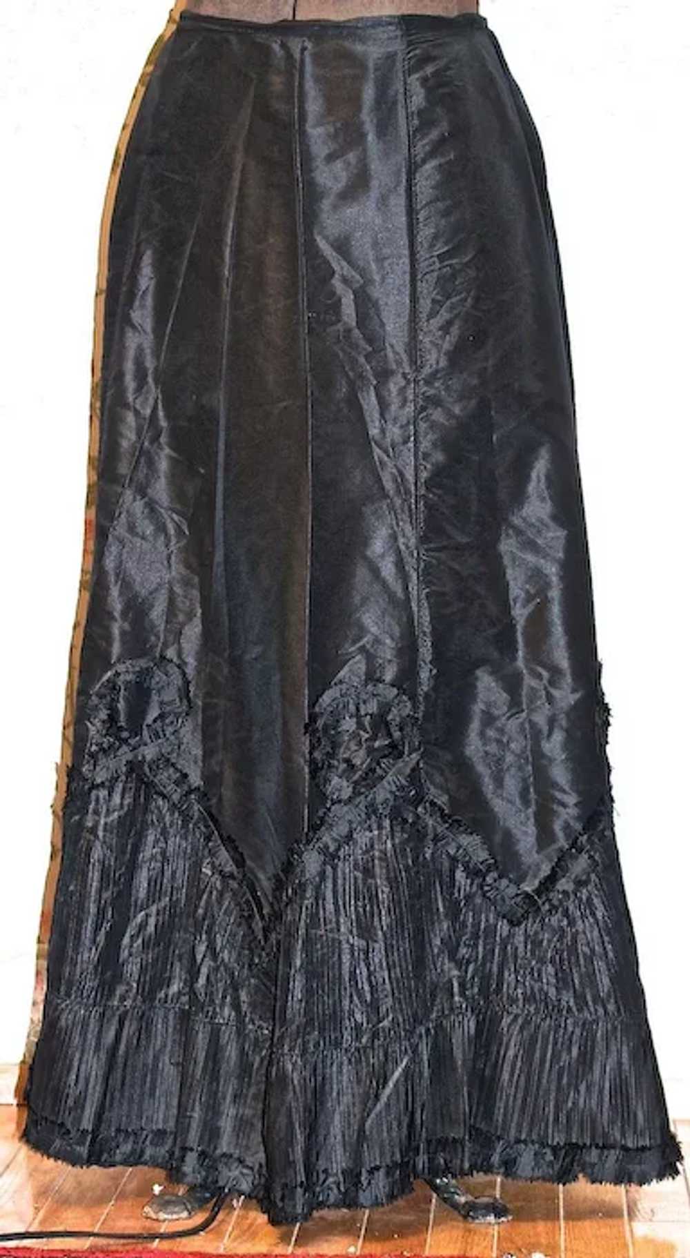 Victorian Silk Mourning Dress - 2-pc. Black Silk … - image 5