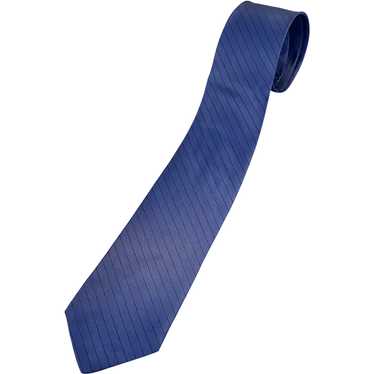 Italian Silk Necktie Navy Blue With Fine Black Li… - image 1