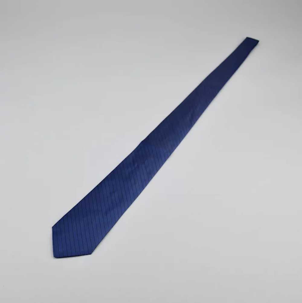 Italian Silk Necktie Navy Blue With Fine Black Li… - image 4