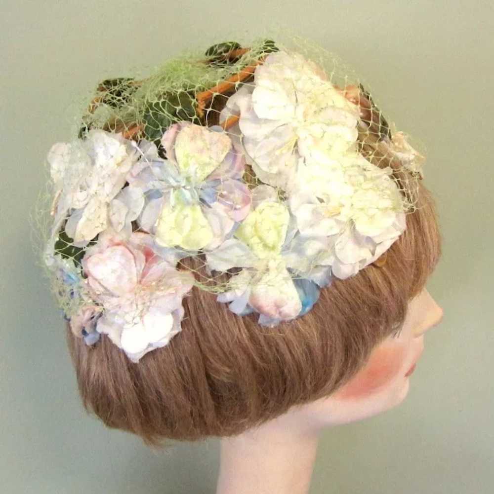 50's Floral Hat, Vintage Easter Parade - image 4