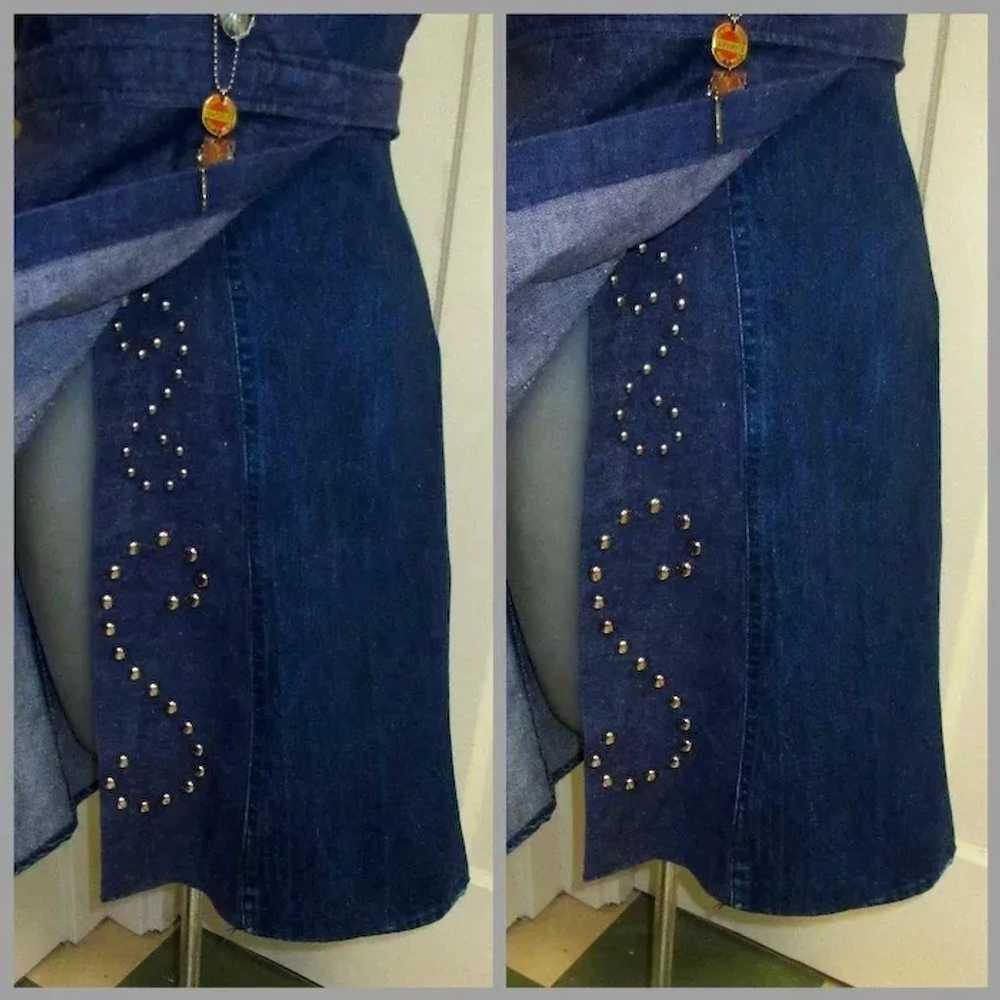 Vintage 70’s Halter Dress, Denim Jean, Backless, … - image 4