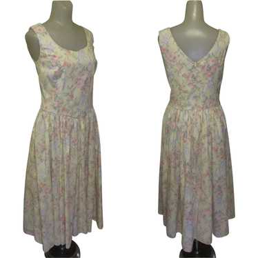 Vintage Laura Ashley Dress, Cotton Floral, Sleeve… - image 1