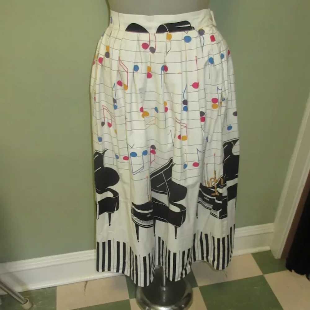 Vintage 50's Skirt, Novelty Print, Grand Piano, N… - image 2