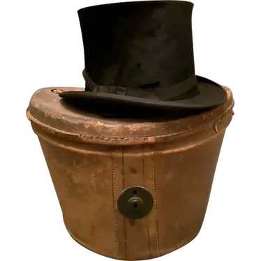 Antique Leather Top Hat Box, Luggage, French Silk Top Hat Inside. Coll –  Antiques & Uncommon Treasure